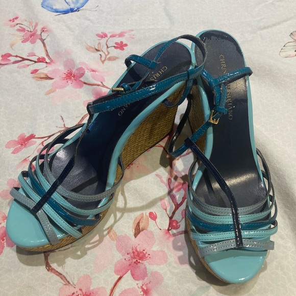 Christian Sirisno blue/green sandal wedge - Picture 5 of 12